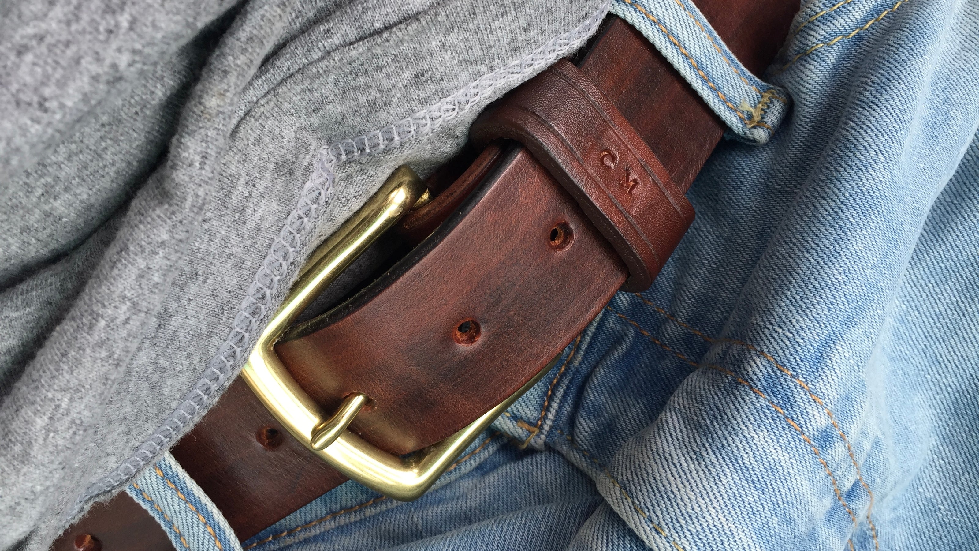 Snap Belt Genuine Leather Trouser Belt – Celtic Stag Embossed, 1.5" Wide, Size 3XL